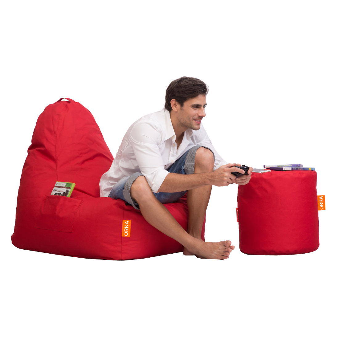 Can bean bags Solid Denier Fabric Triangle Chair Bean Bag With Footstool